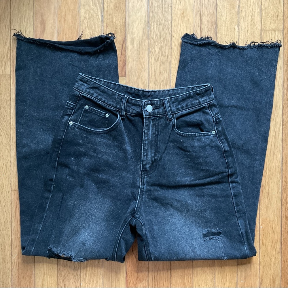 Dazy Black Wide Leg Size L Denim Jeans Skater Grunge Edgy Punk